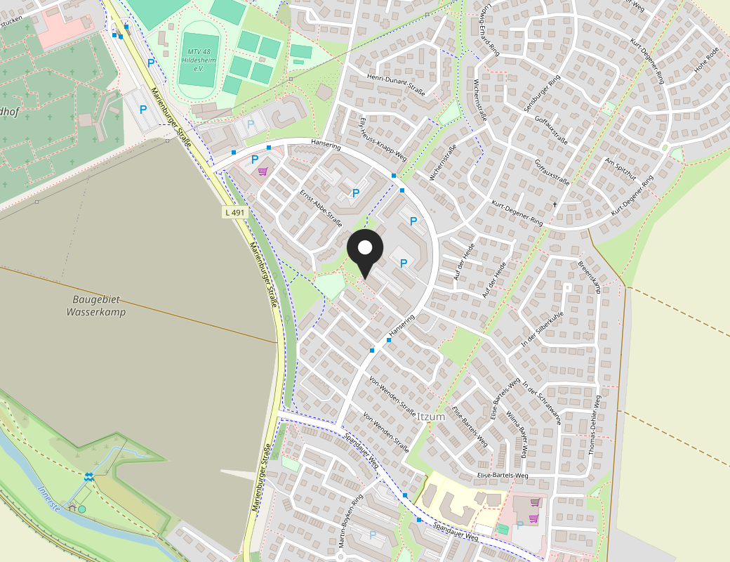 Kartenausschnitt: Hansering 106, 31141 Hildesheim